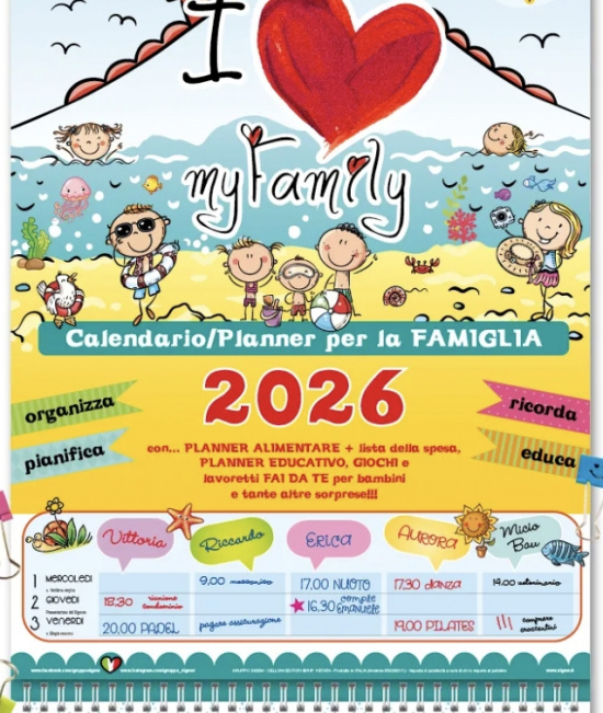 Calendario agenda della famiglia 2026